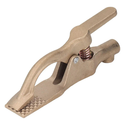 Heavy Duty 35mm Brass Welding Ground Clamp With Super High 500 Amp Conductivity And Oxidation Resistant Body, close-up view.