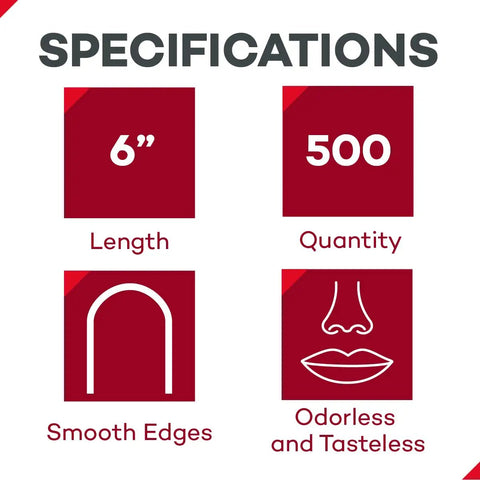 Specifications for Heavy Duty Six Inch Wooden Tongue Depressors Bulk Pack Of Five Hundred Nonsterile Smooth Edged Diagnostic Sticks.