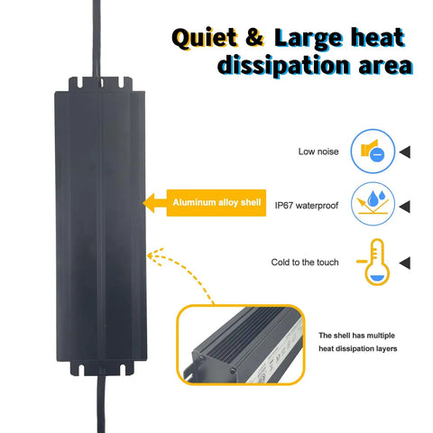 Rock Solid 300W 12V Led Driver Power Supply IP67 Waterproof with aluminum alloy shell and heat dissipation features.