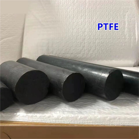 Wide Diameter PTFE Graphite Bar Rod For Your DIY Builds Non Toxic Eco Friendly Plastic Rod OD 40mm Length 100mm White Or Black Color Options For Heavy Duty Chemical Resistant Applications, side view of black rods