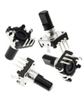 Ten Pack EC12 360 Degree Rotary Encoders With RE12 3 Pin 24 Bit Pushbutton Switches, 15mm Handle for Arduino projects