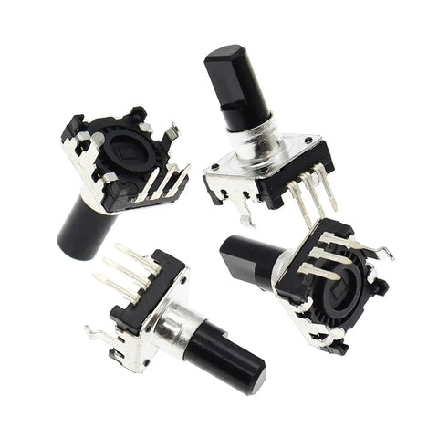 Ten Pack EC12 360 Degree Rotary Encoders With RE12 3 Pin 24 Bit Pushbutton Switches, 15mm Handle for Arduino projects