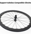 Carbon Fiber Road Bike Wheelset 50mm Deep 700c Clincher Tubeless Disc Center Lock Rims Wave Profile For Aero