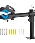 Wall Mounted Bike Repair Stand With Swivel Clamp, Easy Install, Bench Style Work Stand For Road And Mountain Bikes, Stable Pro Grade Maintenance Rack For Home Garage, Durable Clamp System And Quick Adjustments shown with mounting hardware