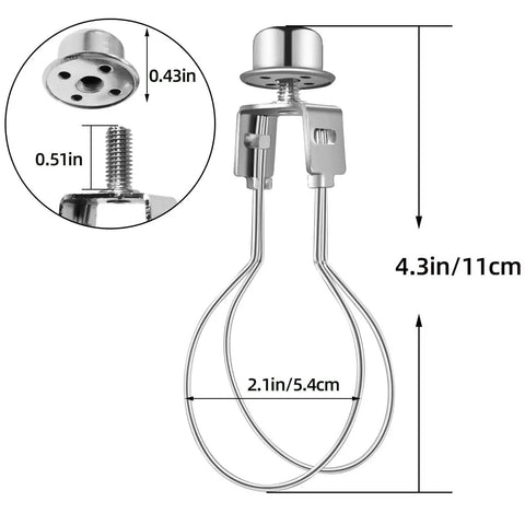 Clip On Lampshade Adapter With Finial Included Durable Metal Lamp Shade Holder For Clip On Light Bulbs Silver Finish