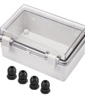 Rugged Weatherproof ABS Junction Box With Hinged Clear Grey Cover IP67 Waterproof Electrical Enclosure and connectors.