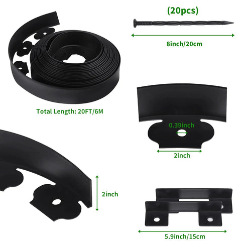 No Dig Garden Edging Border Kit 20 Ft Long 2 Inch Tall Plastic Lawn Edge With 20 Stakes And Connectors for landscaping