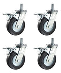 Heavy Duty Eight Inch PU Swivel Wheels With No Fuss Brakes And Built Different Durability M20 Threaded Stem Smooth Operator Quiet Roll Pack Of 4