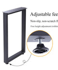 Top Shelf Industrial Steel Table Legs Two Pack Hella Heavy Duty Metal Furniture Base With Mounting Screws Paint Ready, showing adjustable feet.