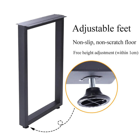 Top Shelf Industrial Steel Table Legs Two Pack Hella Heavy Duty Metal Furniture Base With Mounting Screws Paint Ready, showing adjustable feet.