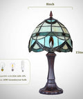 Cozy Tiffany Style Table Lamp With Cream Crystal Stained Glass Shade, 8 Inch Vintage Desk Reading Light, 15 inch high