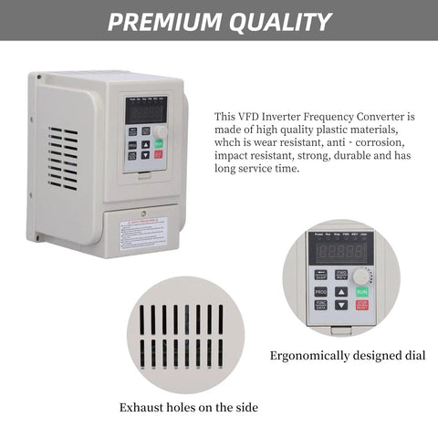 110V VFD Inverter 1500W for Motors from Single Phase to Three Phase with controls and exhaust holes, premium quality