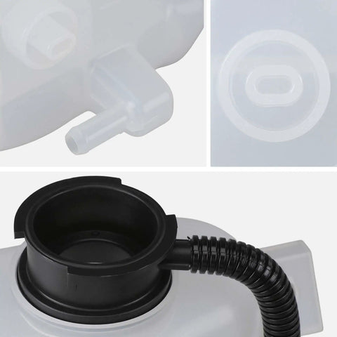 Reliable Aftermarket Coolant Reservoir Expansion Tank With Cap showing the top opening and side fitting for easy fluid access.