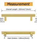 Dimensions of 20 Pack 5 Inch Brushed Brass Cabinet Pulls T Bar Drawer Handles, stainless steel with 128mm center to center.