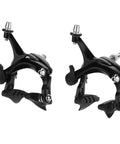 Deadly Smooth Road Bike V Brake Set Featuring Heavy Duty Mechanical Dual Pivot Calipers With Tough Aluminum Alloy Housing For Grip Tight Front And Rear Wheel Control In Sleek Black, side view.