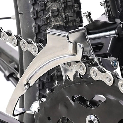 Close-up of 3 Speed Clamp On Front Derailleur For Mountain Bike And Road Bike With Top Or Bottom Pull Beefy Dual Pull Setup