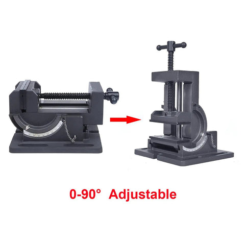 Beefy 4 Inch Angle Drill Press Vise With Cradle Style Tilting Jaw, Benchtop Industrial Strength Drill Clamp Vice, 4 Inch Jaw Width, 4 Inch Jaw Opening, 1-1/2 Inch Jaw Depth, Built For Precise Metalworking