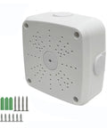 Rugged All Weather Ready Rainproof Dustproof Junction Box For Outdoor And Indoor Projects With Security Camera Bracket Pack Of 3 115 x 115 x 50mm Universal Electrical Enclosure, shown with installation accessories.