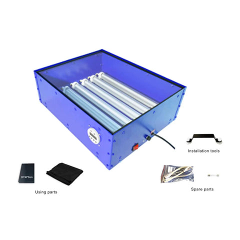 UV Exposure Unit For Silk Screen Printing 16 By 20 Inch Light Box With Six 12W LED Tubes Blue 395nm 110V 60W Pro Grade Durable Aluminum Housing