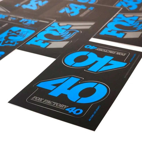 Heritage Decal Kit For Fox Forks And Shocks Dope Look Colorful Durable Sticker Set showing '40' decals for FOX 40 forks.