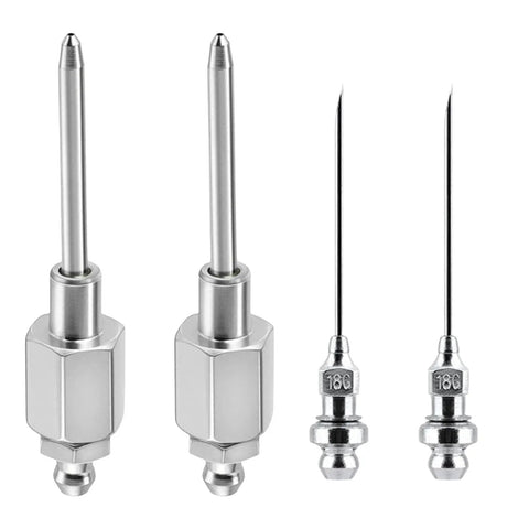 Heavy Duty Grease Needle Dispensing Tool Kit With Steel Tips For Pro Grade Precision Lubrication, adjustable nozzles shown