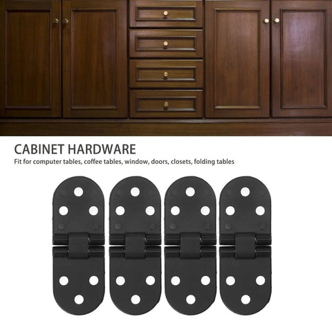 Heavy Duty 4 Pack 180 Degree Solid Hinge In Black Round Edge Zinc Alloy 80x30x2.2mm With 24 Screws For Folding Tables Sewing Machine Table Cabinet Furniture