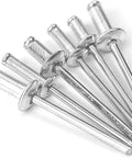 Pro Grade All Purpose Blind Rivets Kit With Dome Head Fasteners 120 Pcs Assortment of aluminum rivets close-up
