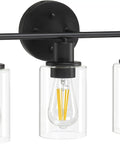 Sleek Dope Modern 3 Light Matte Black Vanity Light With Clear Glass Shades For Bathroom Mirror Wall Sconce Indoor Use Waterproof Design Perfect For Hallway Living Room Or Bedroom 17 Inch Wide