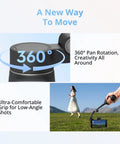 Osmo Mobile 8 Advanced Tracking Gimbal showing 360 degree pan rotation and use for low-angle shots outdoors.