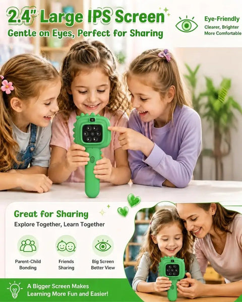 2 In 1 Kids Microscope Camera Handheld Pocket Digital Scope With Autofocus 1000x Magnification And 16x Zoom Dope STEM Toy For Insects Plants Coins Jewelry Stamps Perfect Gift For Curious Kids, green handheld kids microscope with 2.4-inch IPS screen