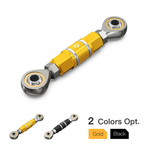 Gold Gear Shift Linkage Assembly For Harley Street Bob FXBBS 114 2021 2024 And Low Rider S FXLRS 114 2020 2024 Replacement For 33600125 Built Tough With Anodized Aluminum And Zinc Plated Ball Socket Bearings For Ultra Smooth Easy Gear Shifts. Gold anodized aluminum gear shift linkage with ball socket bearings, two color options shown
