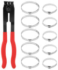 Stainless Steel Boot Clamp Pliers Kit With 10 Clamps Small And Large Universal Adjustable Drive Shaft Crimp Collar Pliers For Most Cars