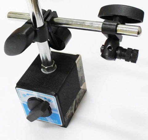 Magnetic Machine Base For Dial And Digital Indicators 9 Inch Height With On Off Switch Adjustable Pivot Arm Stable Compact Metal Stand, black