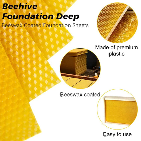 Yellow Beeswax Coated Beehive Foundation Sheet For Deep Beehive Frames; waxed, plastic sheet for strong comb growth.