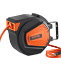 Retractable Air Hose Reel With Three Eighths Inch By Fifty Foot Hybrid Hose Up To 300 PSI For All Your Air Tools, 5 Foot Lead In, Enclosed Ceiling Or Wall Mount, 180 Degree Swivel