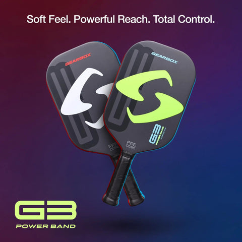 Two G3 Powerband Pickleball Paddles with 16mm Core and Carbon Fiber Face, featuring the UniFrame Molded Design for spin and control.