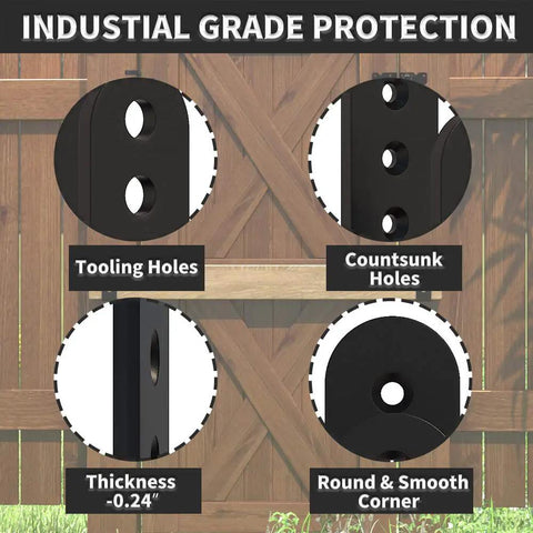 2x4 Door Barricade Brackets For Quick Door Reinforcement, One Quarter Inch Thick Upgrade, Extra Long Mount Screws, U Shaped Design