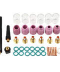 Ultimate 40-Piece TIG Welding Torch Collet And Gas Lens Kit With Heat-Resistant Ceramic Cups For WP9/20/25 Models components layout