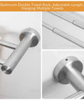 Adjustable Wall Mount Towel Rack Set 15 To 27 Inches Two Pack Stainless Steel SUS304 Brushed Nickel Finish details.