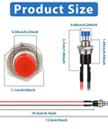 Diagram of 12 Pack 7mm Momentary Push Button Switches, 12V Prewired, SPST Normally Open Micro Push Buttons, 2 Pin, 3A 220V dimensions