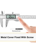 6 Inch Digital Caliper In Stainless Steel With Inch Metric And Fractions Conversion Large LCD Display Accurate To 0.01mm