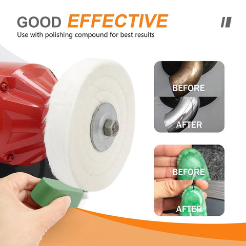 SCOTTCHEN buffing polishing wheel, 6-inch, 70-ply, extra thick, 1/2-in arbor, bench grinder, 2-pack