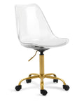 Clear Ergonomic Office Chair With Plush Seat Pad Smooth Swivel Rolling Base Height Adjustable Transparent Acrylic Shell side view