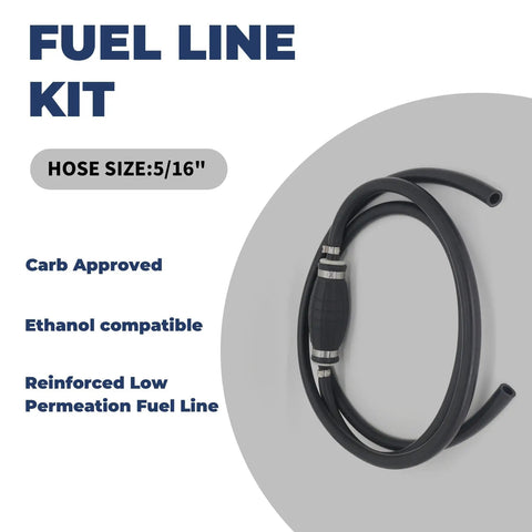 Five Sixteenth Inch Inner Diameter Marine Boat Fuel Line With Connector Assembly, 7.5 Feet Long, Replacement Fuel Line For Outboard Motors