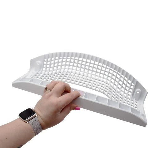 Hand holding Dryer Lint Screen Grille Cover Replacement for Clothes Dryers Fits 137554110 and 134701310 Models