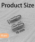 No Sweat Heavy Duty Metal Shelf Pegs 50 Pack Five Millimeter Cylinder Pins measuring 5mm x 16mm for bookcase hardware.