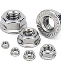 Serrated Flange Nuts Size 8-32, 304 Stainless Steel, Full Thread Hex Lock Nuts, 50 Pack For Industrial Construction Fasteners
