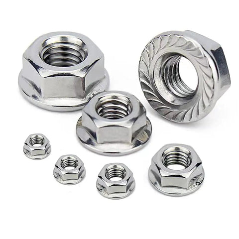 Serrated Flange Nuts Size 8-32, 304 Stainless Steel, Full Thread Hex Lock Nuts, 50 Pack For Industrial Construction Fasteners