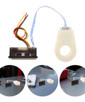 Compact Digital DC Volt And Amp Meter With Hall Effect Sensor Dual LED Display showing Hall Effect sensor with connecting wires.