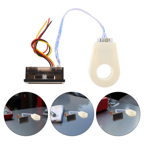 Compact Digital DC Volt And Amp Meter With Hall Effect Sensor Dual LED Display showing Hall Effect sensor with connecting wires.